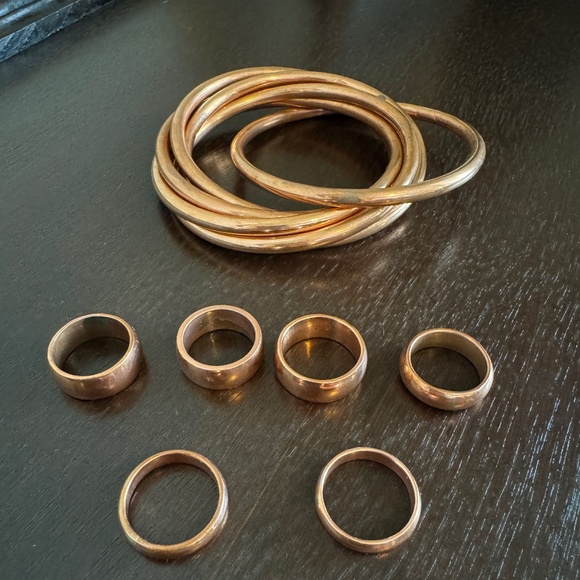 Assortment of Copper Jewelry Rings Sizes 6-8 and Roll Bangle - Picture 1 of 5